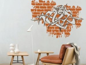 Γκράφιτι στο τούβλο, 3D – Τρισδιάστατα, Αυτοκόλλητα τοίχου, 50 x 37 εκ.