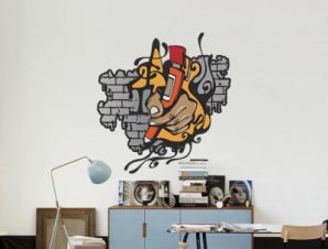 Γκράφιτι Pen, 3D – Τρισδιάστατα, Αυτοκόλλητα τοίχου, 50 x 53 εκ.