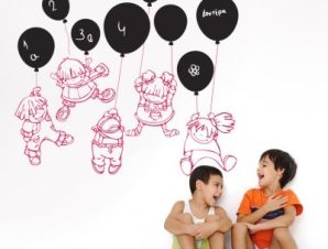 Παιδιά με μπαλόνια, Μαυροπίνακες, Αυτοκόλλητα τοίχου, 80 x 74 εκ.