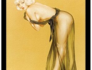 Pin up γυναίκα με διαφανές φόρεμα, Vintage, Πίνακες σε καμβά, 15 x 20 εκ.