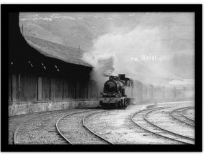 Ατμοκίνητο τρένο εξέρχεται από τη Βαυαρία, Vintage, Πίνακες σε καμβά, 20 x 15 εκ.