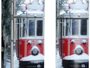 Τραμ στη χιονισμένη Κωνσταντινούπολη, Πόλεις – Ταξίδια, Αυτοκόλλητα ψυγείου, 50 x 85 εκ.