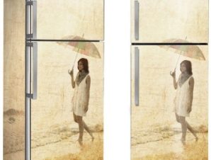 Κοπέλα στην ακτή, Vintage, Αυτοκόλλητα ψυγείου, 50 x 85 εκ.