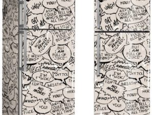 Κολάζ από διάλογο κόμικ, Φόντο – Τοίχοι, Αυτοκόλλητα ψυγείου, 50 x 85 εκ.