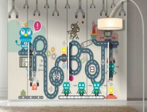 Εργοστάσιο ρομπότ, Παιδικά, Αυτοκόλλητα ντουλάπας, 100 x 100 εκ.