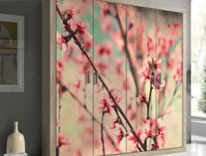 Άνθη ροδακινιάς, Φύση, Αυτοκόλλητα ντουλάπας, 120 x 85 εκ.