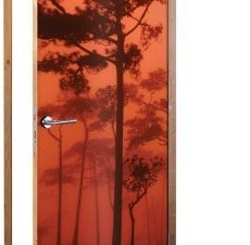 Ηλιοβασίλεμα στο δάσος, Φύση, Αυτοκόλλητα πόρτας, 60 x 170 εκ.